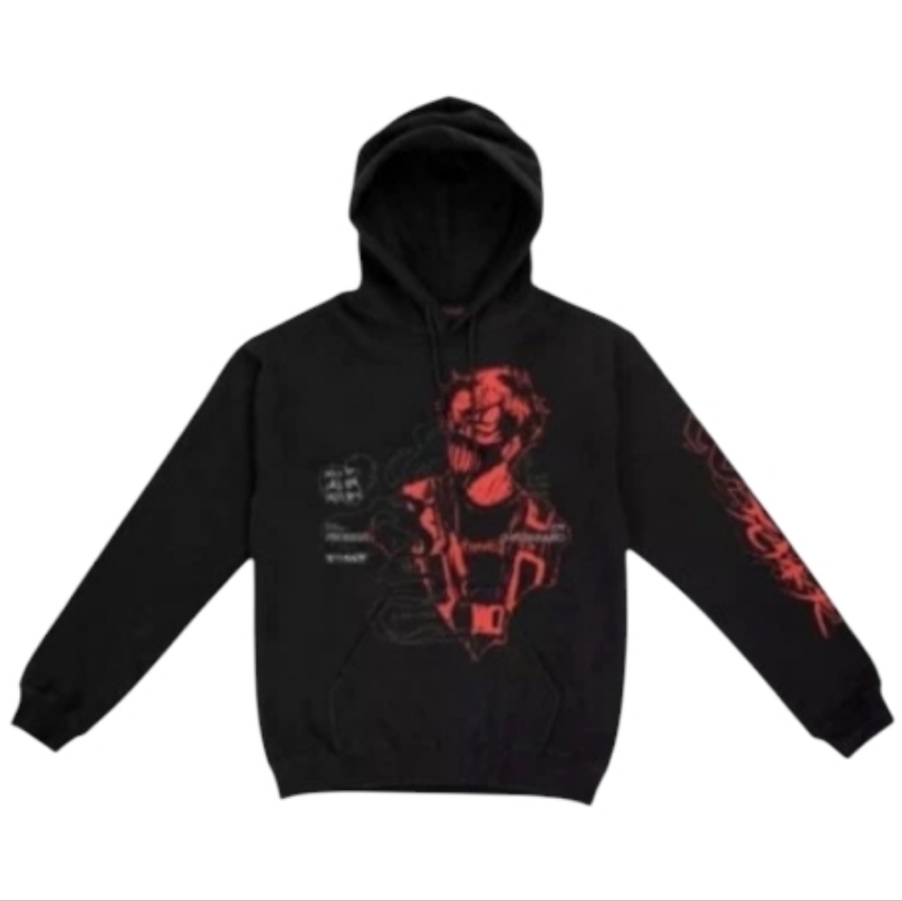 Corpse Husband "Miss You" Anime Hoodie Medium Black Acid Wash Pullover I Am Corp